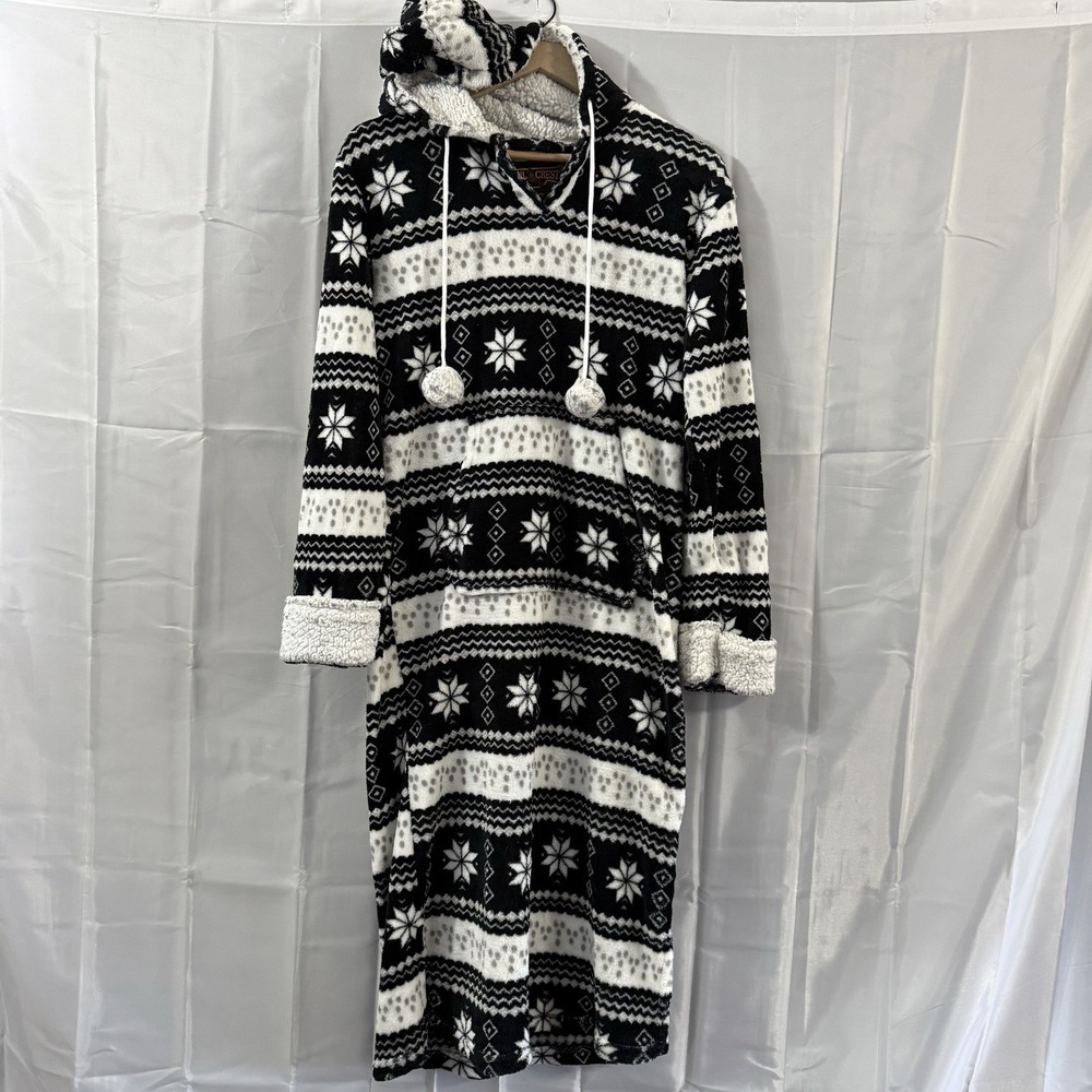 Trail Crest Outdoorsmen‎ Womens S/M Fleece Robe Nightgown Fair Isle Hooded Warm
